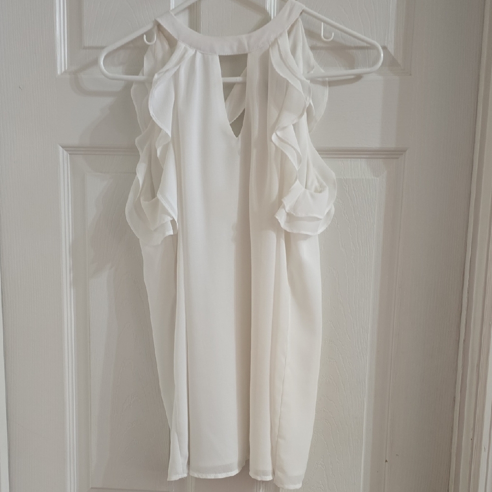Women’s White Ruffle Halter Top